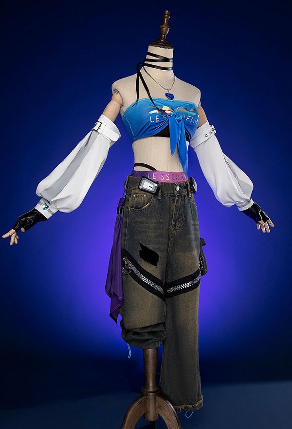 OW Hana Song Kpop Crossover Skin Cosplay Costume Top and Pants with Shorts and Hand Sleeves
