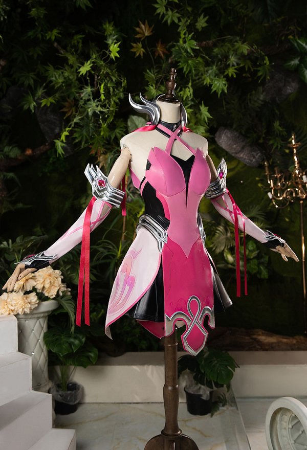 OW Angela Ziegler Pink Mercy Skin Cosplay Kostümkleid mit Rock Strumpfhose