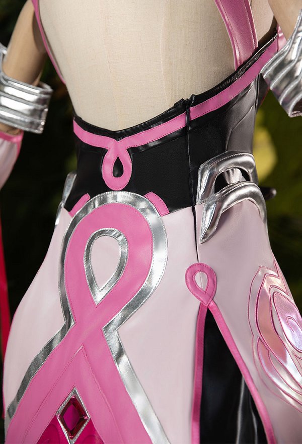 OW Angela Ziegler Pink Mercy Skin Cosplay Kostümkleid mit Rock Strumpfhose