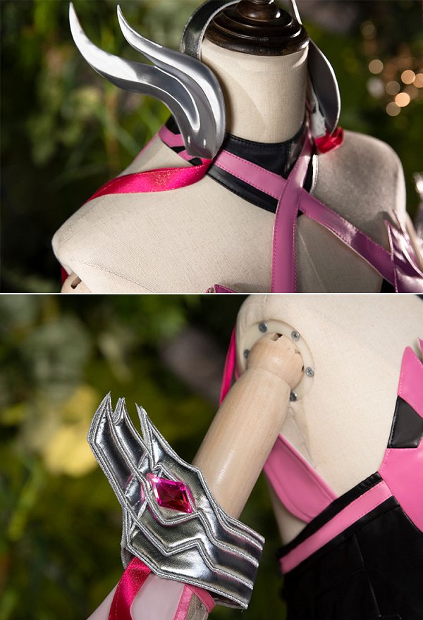 OW Angela Ziegler Pink Mercy Skin Cosplay Kostümkleid mit Rock Strumpfhose