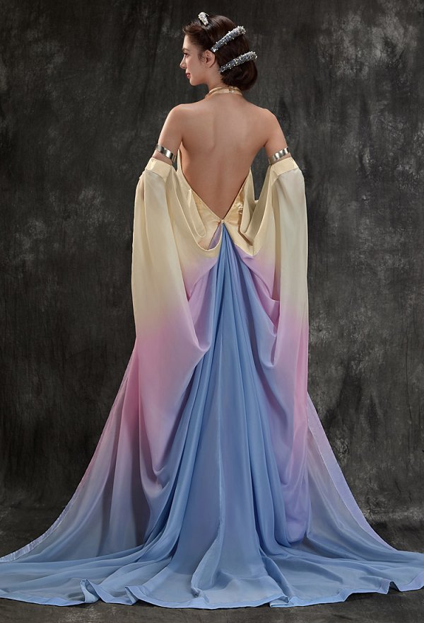 Amidala Cosplay Costume Robe dos nu avec coiffe et brassard