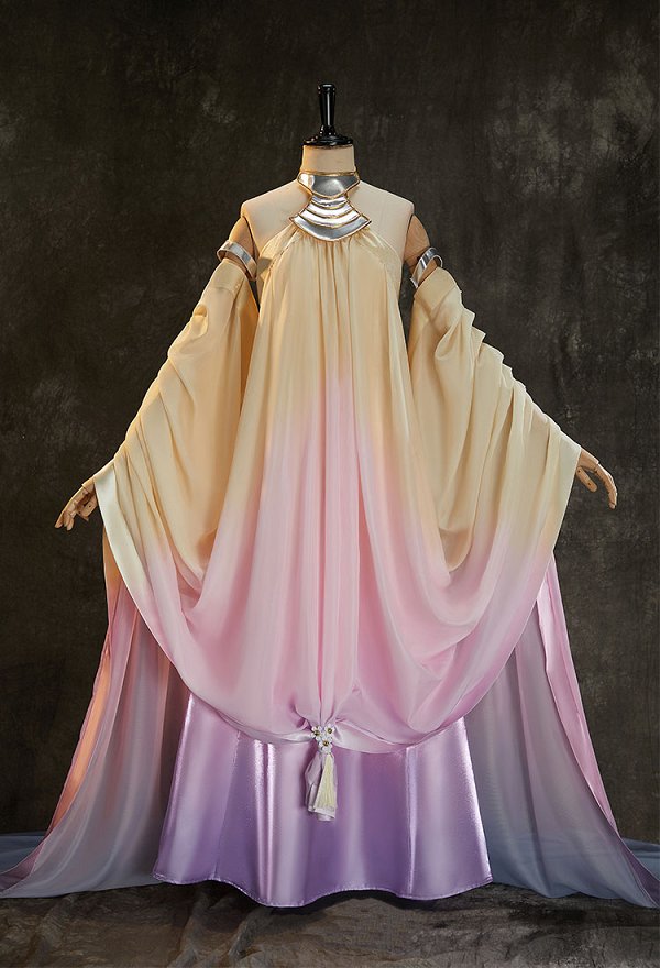Amidala Cosplay Costume Robe dos nu avec coiffe et brassard