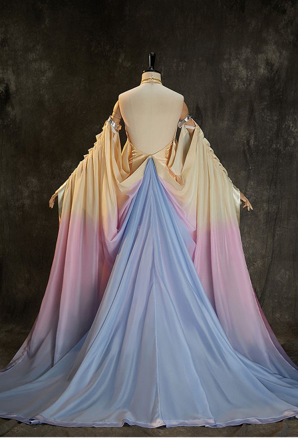 Amidala Cosplay Costume Robe dos nu avec coiffe et brassard