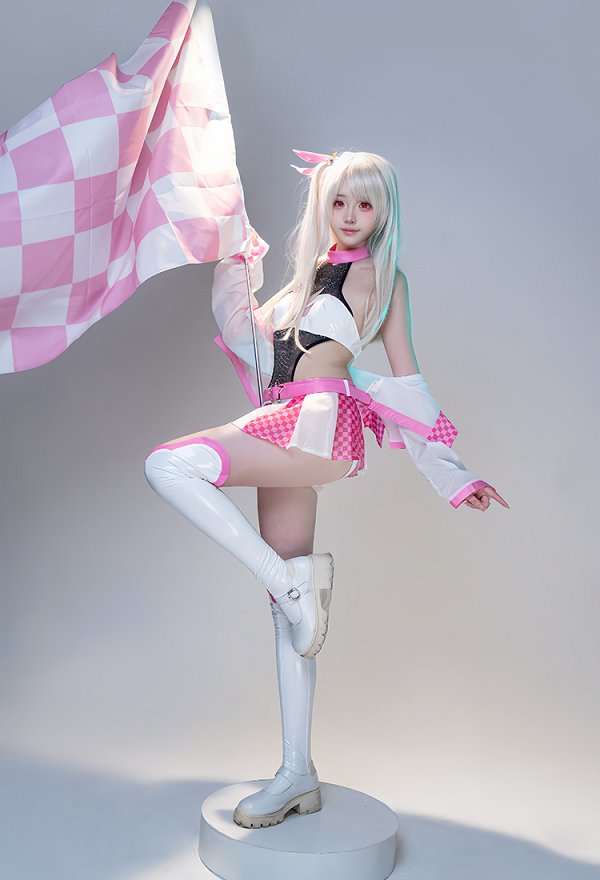 Fate/kaleid liner Prisma Illya Illyasviel Racing Style Cosplay Costume Bodysuit with Jacket and Skirt
