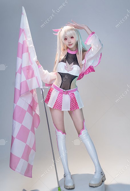 Fate/kaleid liner Prisma Illya Illyasviel Racing Style Cosplay Costume Bodysuit with Jacket and Skirt