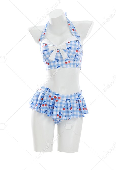 Traje de baño de dos piezas estampado estilo retro de los años 50 Halter Neck Top y Skort con banda para la cabeza