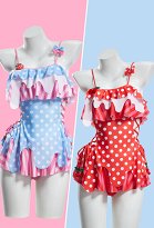 Maillot de bain une pièce mignon style gâteau à la crème fraise et cerise Maillot de bain rétro asymétrique avec nouage sur le côté Maillot de bain une pièce mignon style gâteau à la crème fraise et cerise Maillot de bain rétro asymétrique avec nouage sur le côté
