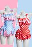 Maillot de bain une pièce mignon style gâteau à la crème fraise et cerise Maillot de bain rétro asymétrique avec nouage sur le côté