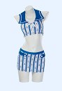 Retro Nautical Style Two-piece Swimsuit Striped Anchor Print Top and Skirt