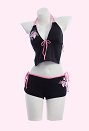 Estilo Y2K Traje de baño de dos piezas rosa floral delfín impresión Halter superior e inferior