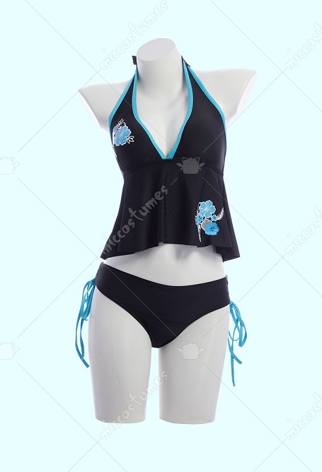 Estilo Y2K Traje de baño de dos piezas azul impresión floral Halter superior e inferior