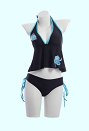 Estilo Y2K Traje de baño de dos piezas azul impresión floral Halter superior e inferior