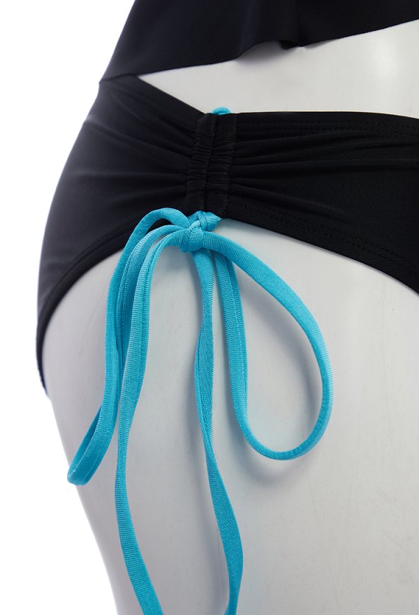 Estilo Y2K Traje de baño de dos piezas azul impresión floral Halter superior e inferior Estilo Y2K Traje de baño de dos piezas azul impresión floral Halter superior e inferior