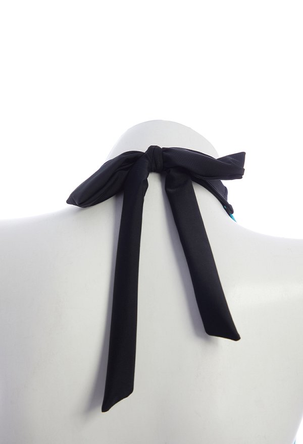 Estilo Y2K Traje de baño de dos piezas azul impresión floral Halter superior e inferior Estilo Y2K Traje de baño de dos piezas azul impresión floral Halter superior e inferior