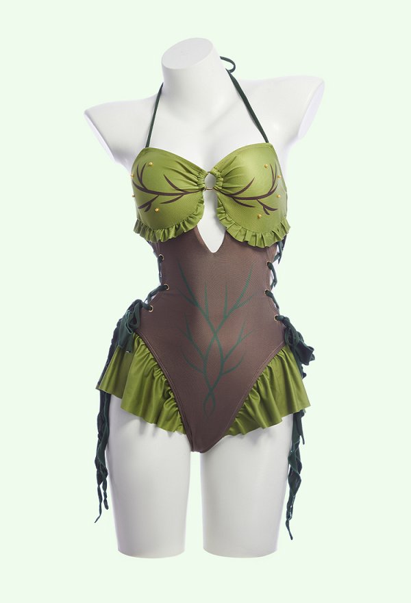 Medieval Retro estilo secado traje de baño de una sola pieza Halter cuello traje de baño con mangas desmontables Medieval Retro estilo secado traje de baño de una sola pieza Halter cuello traje de baño con mangas desmontables