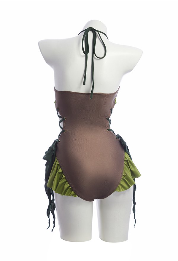 Medieval Retro estilo secado traje de baño de una sola pieza Halter cuello traje de baño con mangas desmontables Medieval Retro estilo secado traje de baño de una sola pieza Halter cuello traje de baño con mangas desmontables