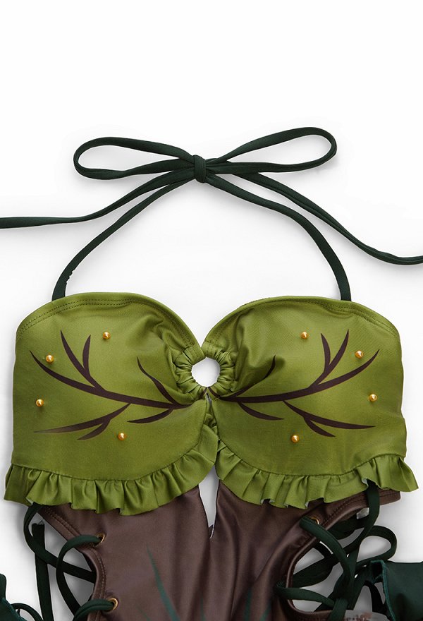 Medieval Retro estilo secado traje de baño de una sola pieza Halter cuello traje de baño con mangas desmontables Medieval Retro estilo secado traje de baño de una sola pieza Halter cuello traje de baño con mangas desmontables