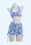 Retro Floral Impresión Traje de baño de dos piezas Halter Top y Skort