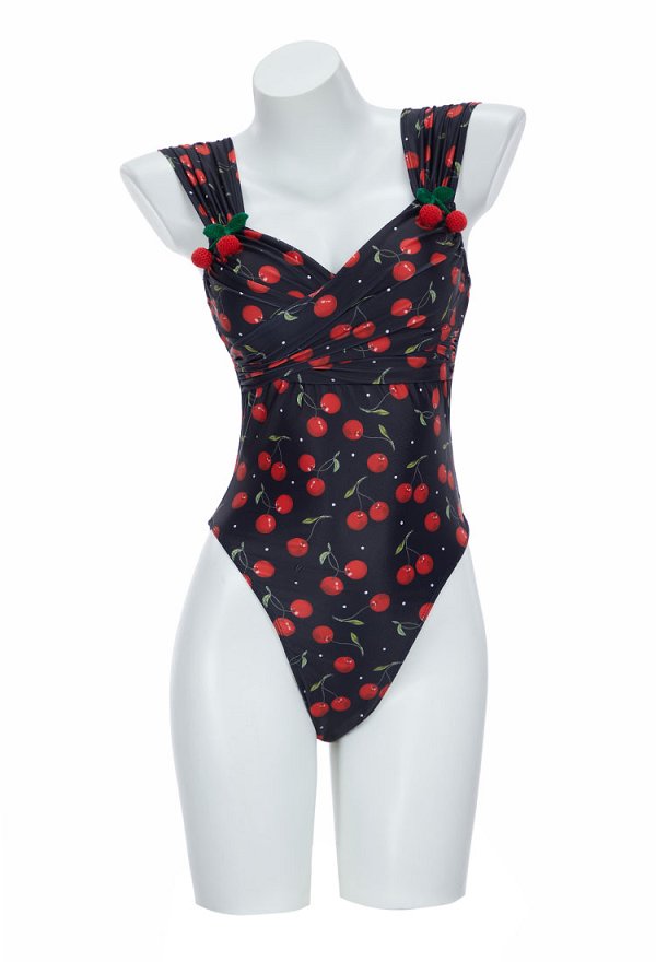 Bonito bañador de una pieza con estampado retro y falda