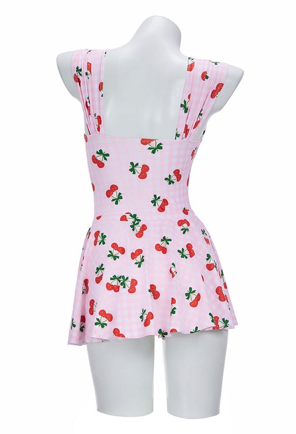 Kawaii Kirsch One-piece Bikini Swimsuit Einteiler mit Retro Print Badeanzug und Rock Kawaii Kirsch One-piece Bikini Swimsuit Einteiler mit Retro Print Badeanzug und Rock