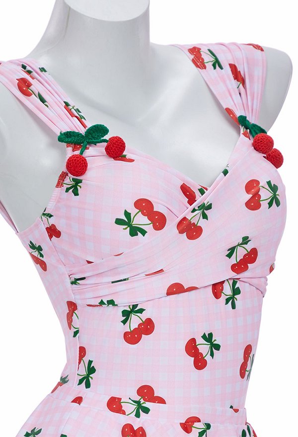Kawaii Kirsch One-piece Bikini Swimsuit Einteiler mit Retro Print Badeanzug und Rock Kawaii Kirsch One-piece Bikini Swimsuit Einteiler mit Retro Print Badeanzug und Rock
