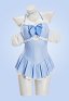 The Wizard Dorothy Derivative Retro Azul y Blanco a cuadros Traje de baño de una pieza con Mangas de Puff y Choker