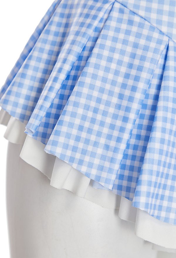 The Wizard Dorothy Derivative Retro Azul y Blanco a cuadros Traje de baño de una pieza con Mangas de Puff y Choker The Wizard Dorothy Derivative Retro Azul y Blanco a cuadros Traje de baño de una pieza con Mangas de Puff y Choker