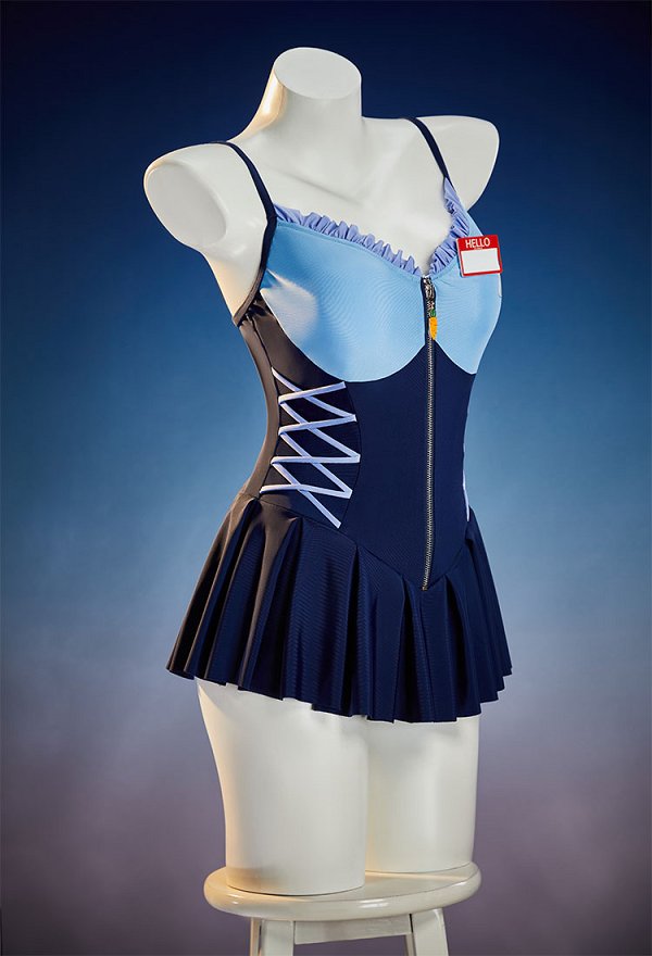 Traje de baño de una pieza derivado de Zootopia Judy con cubierta protectora contra el sol con orejas de conejo y etiqueta con el nombre