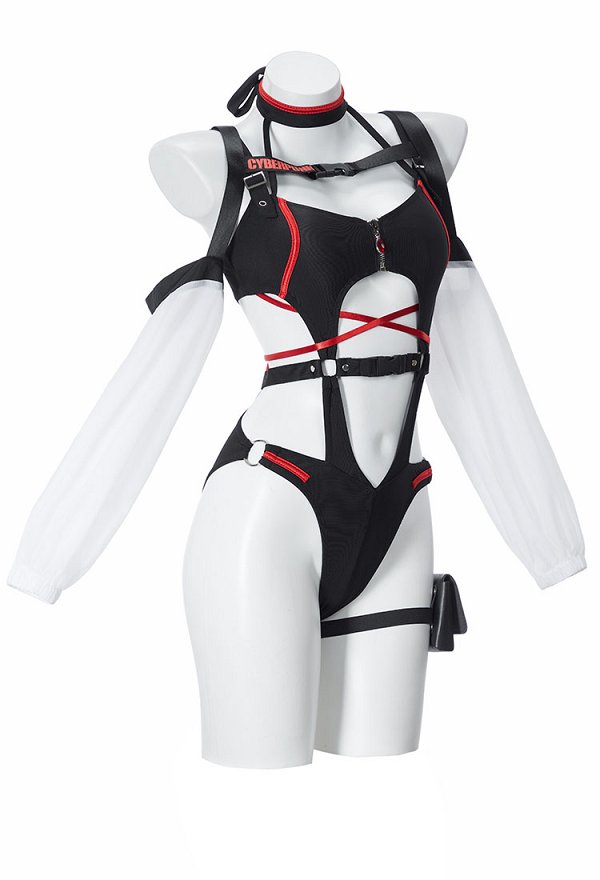 Traje de baño de una pieza con cuello halter y corte derivado de Cyberpunk Lucy Traje de baño estilo Cyberpunk