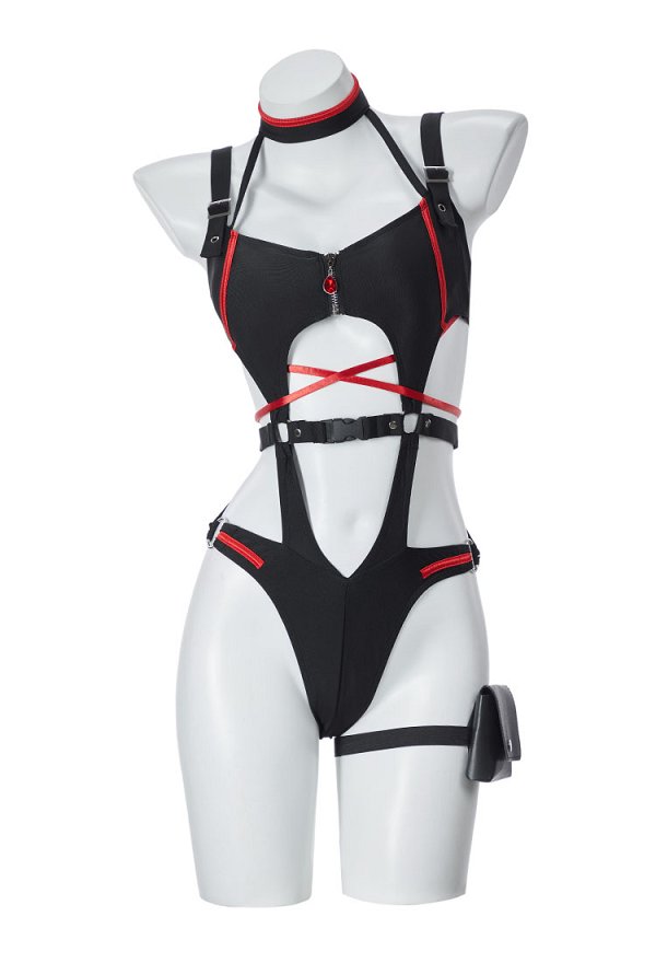 Traje de baño de una pieza con cuello halter y corte derivado de Cyberpunk Lucy Traje de baño estilo Cyberpunk