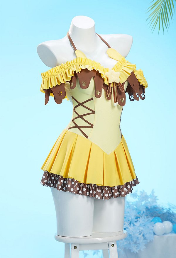 Pompompurin Derivado Adorable traje de baño halter con volantes y diadema