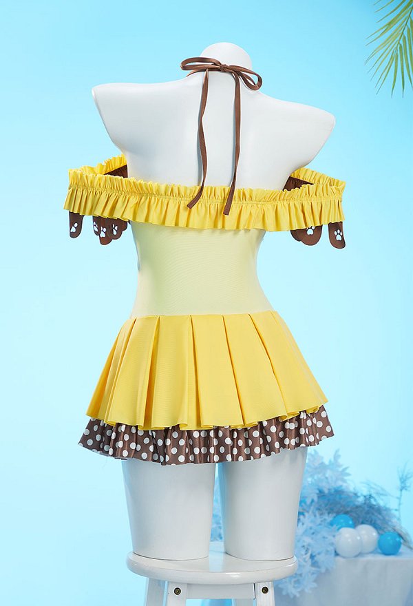 Pompompurin Derivado Adorable traje de baño halter con volantes y diadema
