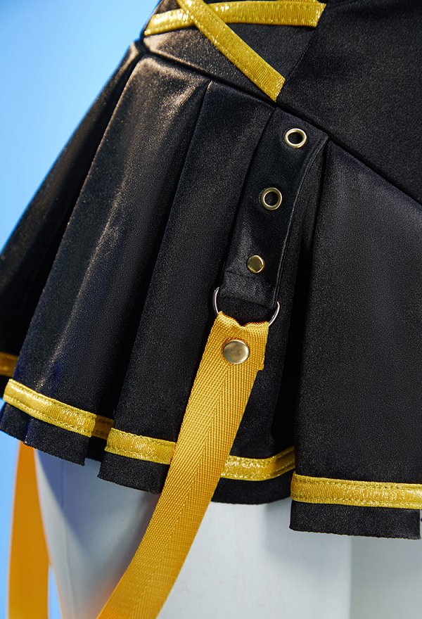Vocal Kagamine Rin Derivado Traje de baño de una pieza sin mangas con cuello halter, mangas y lazo Vocal Kagamine Rin Derivado Traje de baño de una pieza sin mangas con cuello halter, mangas y lazo