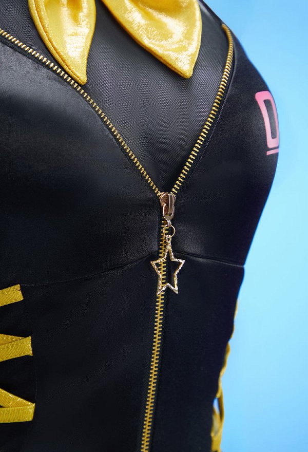 Vocal Kagamine Rin Derivado Traje de baño de una pieza sin mangas con cuello halter, mangas y lazo Vocal Kagamine Rin Derivado Traje de baño de una pieza sin mangas con cuello halter, mangas y lazo
