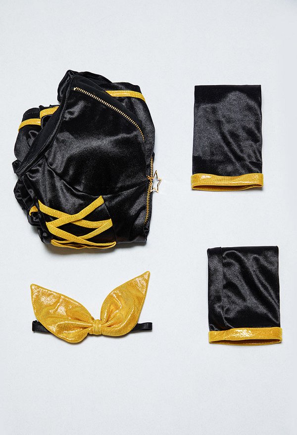 Vocal Kagamine Rin Derivado Traje de baño de una pieza sin mangas con cuello halter, mangas y lazo Vocal Kagamine Rin Derivado Traje de baño de una pieza sin mangas con cuello halter, mangas y lazo