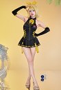 Vocal Kagamine Rin Derivado Traje de baño de una pieza sin mangas con cuello halter, mangas y lazo