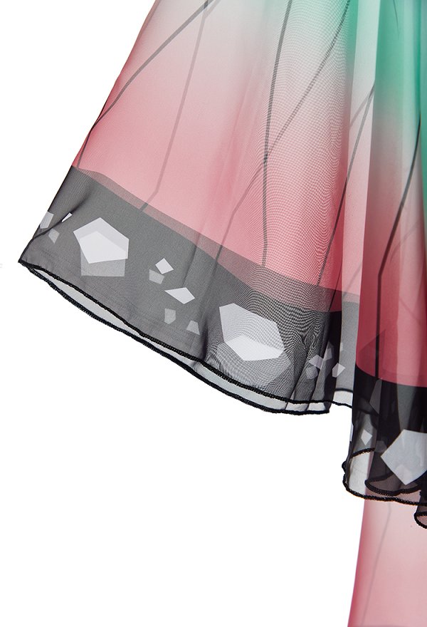 KNY Shinobu Derivative Zweiteiliger Badeanzug mit bedrucktem Rücken kurzem Oberteil und Höschen Haori Überwurf