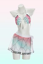 KNY Shinobu Derivative Bikini Set Butterfly Print Halter Top and Panty with Wrap Skirt
