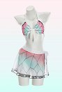 KNY Shinobu Derivado Bikini Set Mariposa Impresión Halter Top y calcetín con falda de envoltura