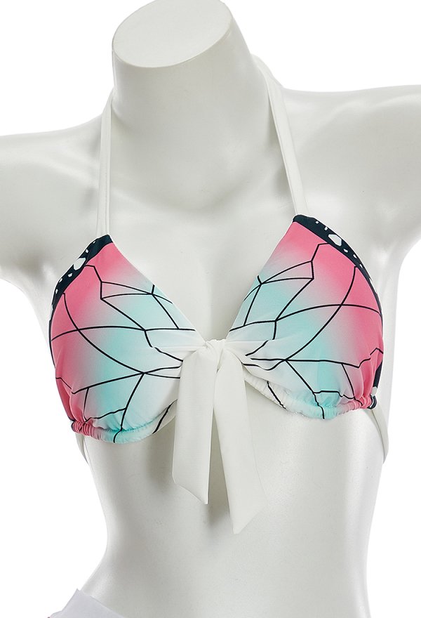 KNY Shinobu Bikini Set mit Neckholder Oberteil und Höschen mit Schmetterlingsmuster Wickelrock