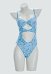 Cute Shark Print One-piece Swimsuit Shark Jaw Cutout Bathing Suit