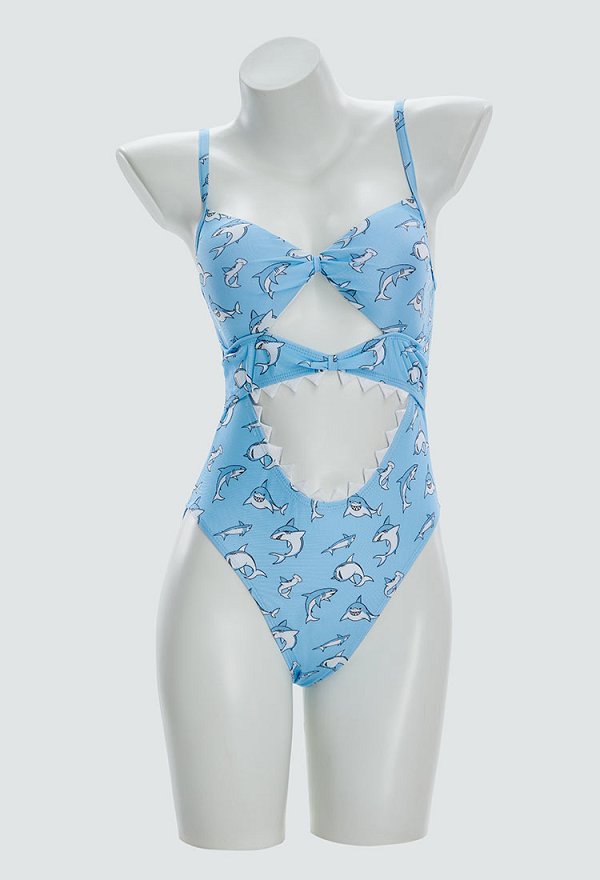 Mono de baño de una pieza con estampado de tiburón mono de mandíbula de tiburón