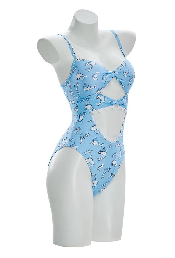 Mono de baño de una pieza con estampado de tiburón mono de mandíbula de tiburón
