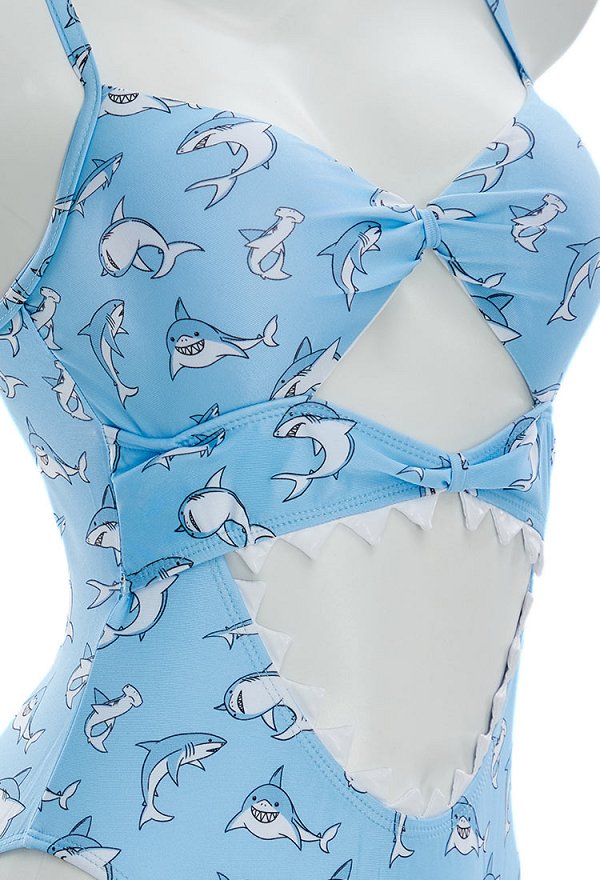 Mono de baño de una pieza con estampado de tiburón mono de mandíbula de tiburón