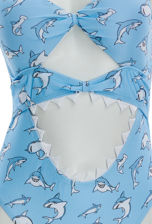 Mono de baño de una pieza con estampado de tiburón mono de mandíbula de tiburón