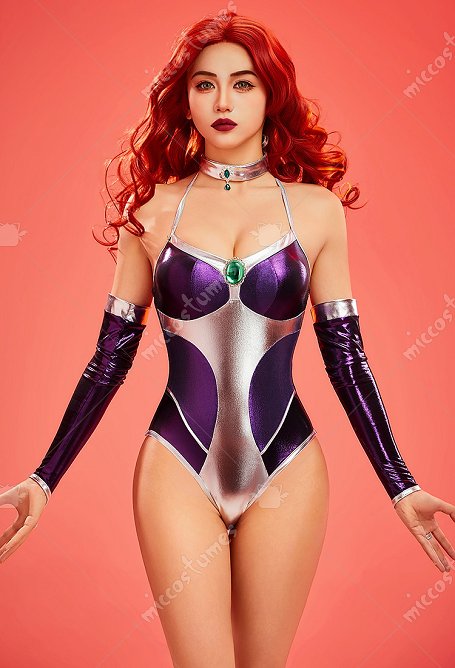 Traje de baño de una pieza con cuello halter mangas y cuello con bloques de color inspirado en la superheroína de Teen Titans