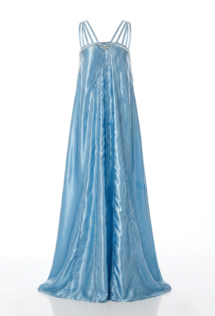 Disfraz Cosplay de Amidala de SW Vestido Azul con Cadena de Perlas