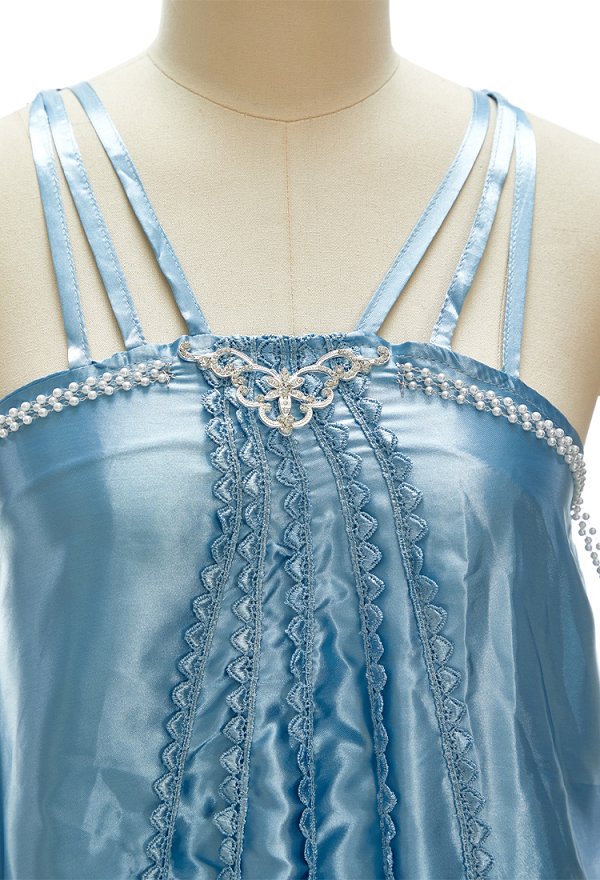 SW Amidala Cosplay Costume Blue Pearl-Chain Dress