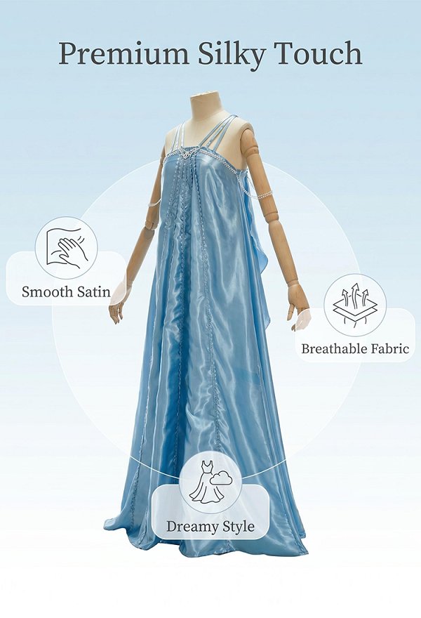 SW Amidala Cosplay Costume Blue Pearl-Chain Dress
