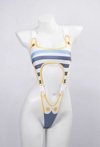 Friren Derivative One Piece Swimsuit Cut Out Snap Buckle Stripe Printed Swimsuit